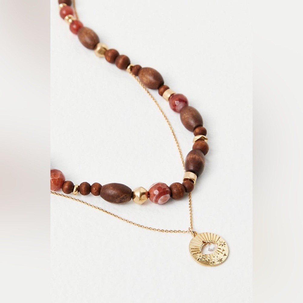 Free People Love Full Bloom Gold Plated Layered Necklace